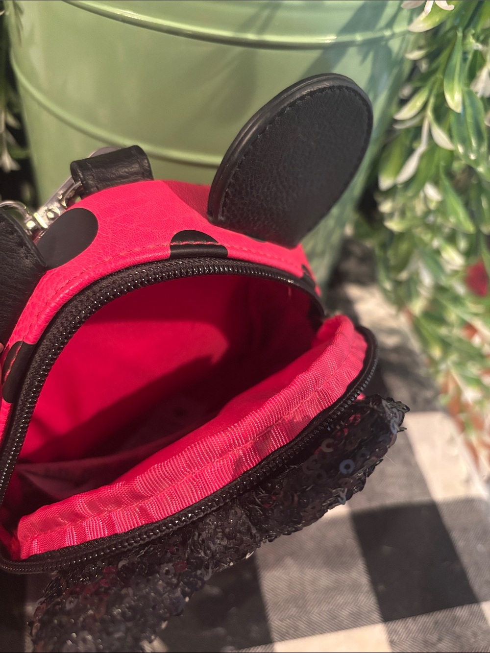 Loungefly Pink and Black Polka Dot Minnie Ear Mini Backpack - Picture 5 of 5
